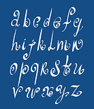 Handwritten vector script, alphabet letters set.