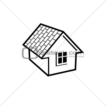 Simple mansion icon isolated on white background, abstract house