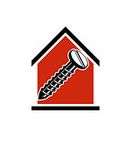 Classic screw icon, woodwork equipment. House with work tools 