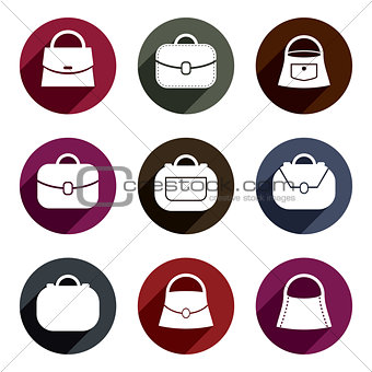 Bag vector icons set of 9 examples, fashion theme symbols collec