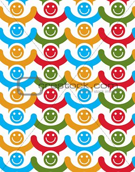 Seamless background with colorful smiley faces. People with posi