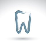 Hand drawn simple tooth icon, real ink brush drawing tooth symbo
