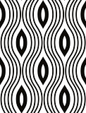 Waves seamless pattern, black and white vector background. EPS8