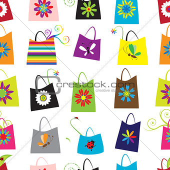 Floral shopping bags, seamless pattern for your design