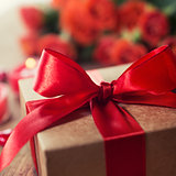 Gift box with a red ribbon