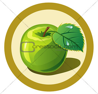 Green apple  in the circle