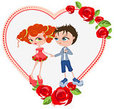 Couple in love. Template valentines card