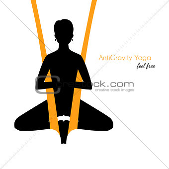 Anti-gravity yoga poses woman silhouette