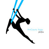 Anti-gravity yoga poses woman silhouette