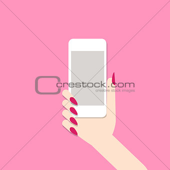 Female hand with mobile phone