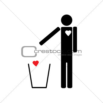 Man throws the trash to your heart