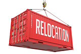Relocation - Red Hanging Cargo Container.