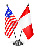 USA and Peru - Miniature Flags.