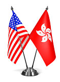 USA and Hong Kong - Miniature Flags.