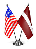 USA and Latvia - Miniature Flags.