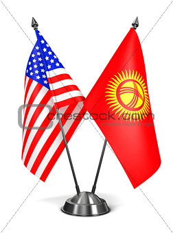 USA and Kyrgyzstan - Miniature Flags.