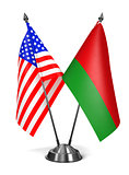 USA and Belarus - Miniature Flags.