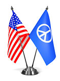 USA and Peace Sign - Miniature Flags.