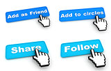 Social Networks Concept - Web Buttons with Hand Cursor.
