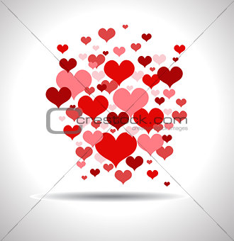 Stylish love card with red hearts