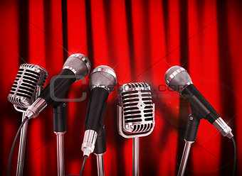 Conference meeting microphones prepared for talker over Red Curt