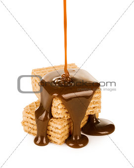 hocolate syrup on a cookies on white background