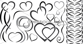 Set of elements design for Valentine's Day. hearts