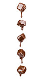 hocolate syrup on a cookies on white background
