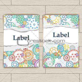 Card with Colorful Background Bector Gears
