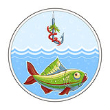 Fishing. Fish in water and fishhook
