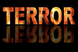 Illustration TERROR with fire on black
