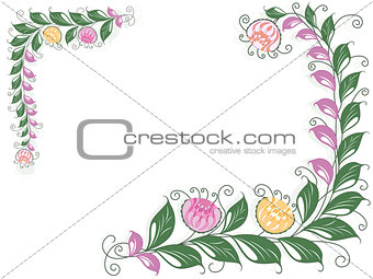 Floral swirl postcard with flowering liana