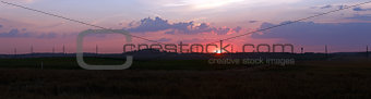 Rural landscape at sunset