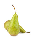 Two green ripe pears