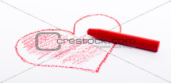 Pencil drawn heart with red color