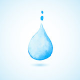 Watercolor background with blue drop