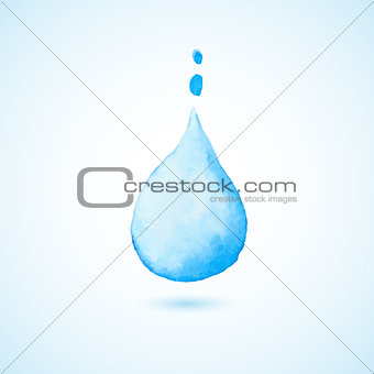 Watercolor background with blue drop
