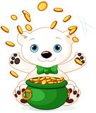 Polar Bear juggles gold coins
