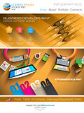 Modern website template with flat style infographics layout 