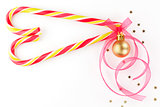 Candy cane christmas background with copy space.