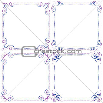 set Multilayer vector violet blue elegant frame