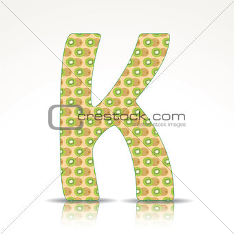 The letter K of the alphabet made of Kiwi