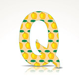 The letter Q of the alphabet made of Quince