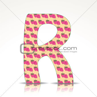 The letter R of the alphabet made of Raspberries