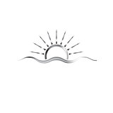 Steel metal logo. Sun and sea wave
