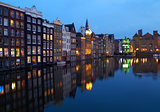 Buildings on canal in Amsterdam, Netherlands