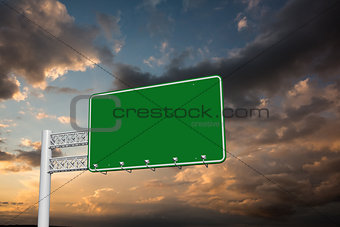 Composite image of green billboard sign