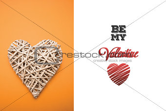 Composite image of wicker heart ornament