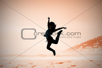 Composite image of pretty break dancer