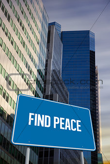 Find peace against low angle view of skyscrapers